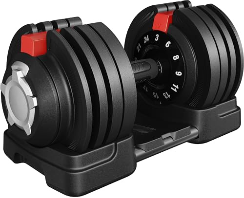 Yaheetech Justerbar hantel 12-i-1 hantlar 3 kg till 24 kg hantel snabbjustering viktsteg hantlar för hem och gym