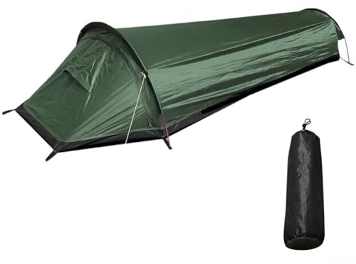 1-Mann-Zelt für Rucksackreisen, ultraleichtes Einzelpersonen-Campingzelt, wasserdichter Schlafsack, zum Wandern, Bergsteigen, Reisen, 220 × 90 × 50 cm (grün)