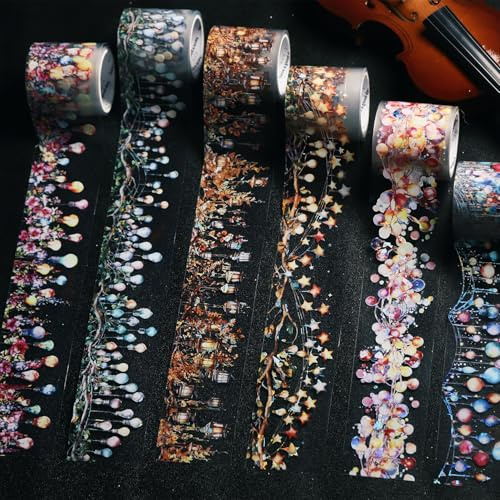 Ta Merry Adesivi Washi Tape Set Scrapbooking Stickers Aesthetic Scrapbooking Adesivi Bullet Journal Accessori Trasparenti PET per Scrapbook, Artigianato(Lighting series)