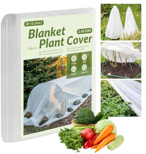 2.4x10m Plant Fleece Frost Protection - 30gsm Heavy Duty Plant Antifreeze Cloth Winter Garden Protection Cloth for Vegetables Flower from Birds Insect