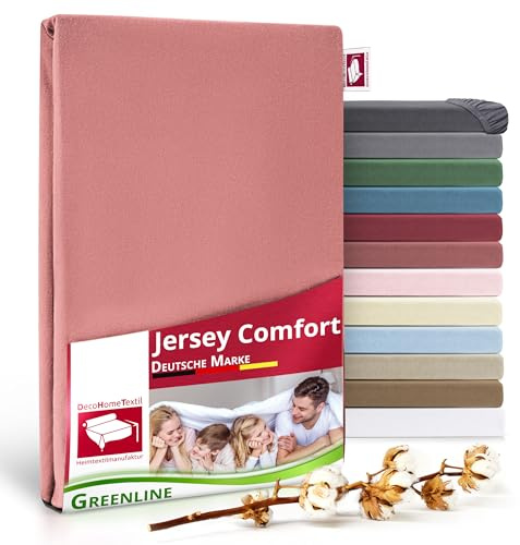 Greenline Spannbettlaken Premium Jersey aus 100% Baumwolle Altrosa 140-160x200 cm bis zu 30 cm auch für Boxspringbetten, Spannbetttuch