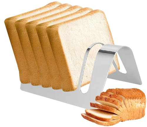 Rejilla para rebanadas de Tostadas | Rejillas para Enfriar Alimentos con 4 6 Ranuras, Rejilla para Enfriar Pan | Soporte de Rebanada de Pan Antiadherente Rectangular Inoxidable para freidora de Aire