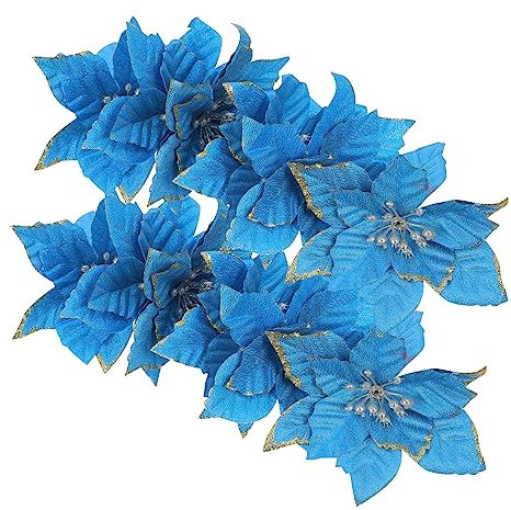 Garneck 24stücke Teiliges Weihnachtsdeko Kunstblumen Mit Glitzer Künstliche Xmas Blumen Für Baum Kranz Tisch Weihnachtsdekoration Für Festlichkeiten Und Feiern