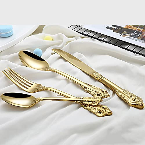 HONGYEMY Ensemble de Couverts, Ensemble de Couverts pour 6 Personnes, 24 pièces. Ensembles de Couverts de Luxe, Ensemble de Couverts polis Miroir, Couverts de Table élégants pour la Maison/Importa