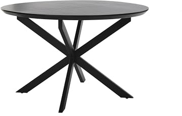 byLIVING Esstisch Oregon, ausziehbar, Schweizer Kante | Tischplatte Eichen-Optik schwarz, Metallgestell schwarz, 120-160 x 110, H 76 cm