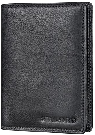 STILORD 'Dima' Hochwertiges Kartenetui Leder Herren & Damen Geldbörse ohne Münzfach Multifunktionale Fahrzeugschein-Mappe Reisepasshülle Kreditkartenetui mit RFID Schutz, Farbe:schwarz