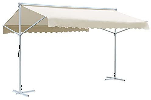 JHQHSM Tenda da Sole a Gazebo, Ombrelloni da esterno Ombrellone da balcone Ombrelloni Ombrellone da spiaggia Adatto per Giardini Spiaggia di sabbia Piscine Bar 4x3 m Crema