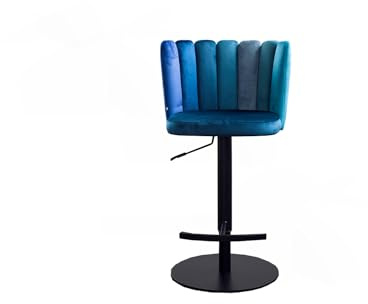KAWOLA Barhocker Design Höhenverstellbar JADA Drehstuhl, Velvet Blau, Moderner Barstuhl, Küchenhocker mit Lehne, Ergonomisch
