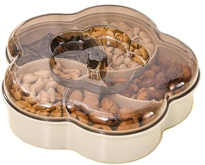 Plateau De Service De Collations Couvercle - Assiette De Rangement De Fruits Secs, Organisateur En Forme De Pétale De Fleur De Fruits Secs | Plateau De Stockage De Collations À 5 Compartiments