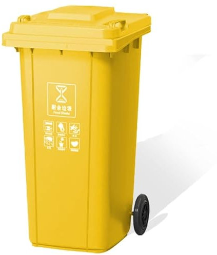 Contenedor de Basura de plástico Resistente con Ruedas para Garaje, con Tapa, para Exteriores, contenedor de Basura móvil Industrial con Ruedas reforzadas, fácil de Limpiar y Mover (Amarillo