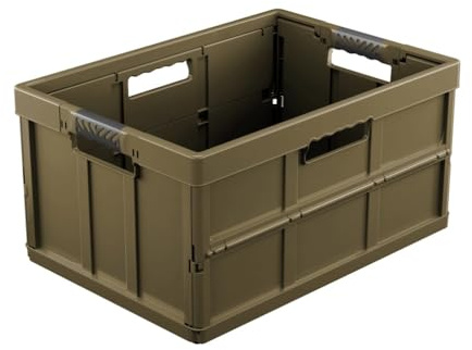keeeper benno Stabile Profi-Klappbox mit Softgriffen, 45 l, Bis 50 kg Tragkraft, Lebensmittelecht, 54 x 37 x 27,5 cm, 45 l, Olive