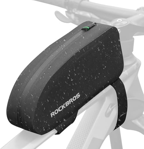 ROCKBROS Bolsa Cuadro Bicicleta Impermeable, 1,6L Bolsa Tubo Superior Manillar para MTB Bicicleta Carretera Gravel Ciclismo, Negro