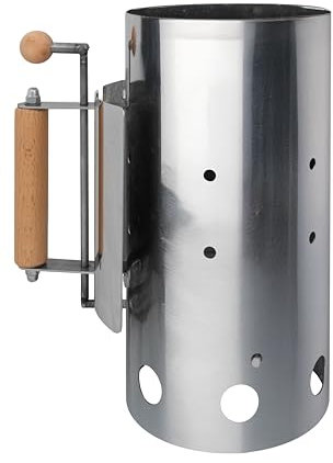 La Ferrotecnica Ciminiera Accenditore per Carbonella, Acciaio Inox, Diametro 14,5 cm, Altezza 28 cm, con Manico Sicuro