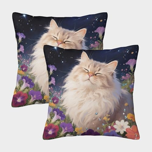 Fundas De Cojines con Persa Juego De 2 Funda Almohadón Flores Persa Cuadradas Poliéster Decorativo para Sofá Cama Hogar 50x50cm