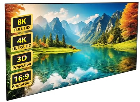 16:9 Rahmenleinwand mit Festem Rahmen 90/100 Zoll, 2,5 Gain Graue Projektionsleinwand zur Wandmontage for Indoor/Heimkino/Wohnzimmer/Büro/Klassenzimmer(60in 16:9)