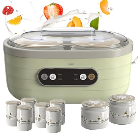Ultimate Yogurt Maker Yogurtera con Pantalla LED y Fermentador de 1.75 L 2 Tazas Grandes 6 Pequeñas Temperatura Ajustable Máquina Automática Yogur Digital Control Tiempo