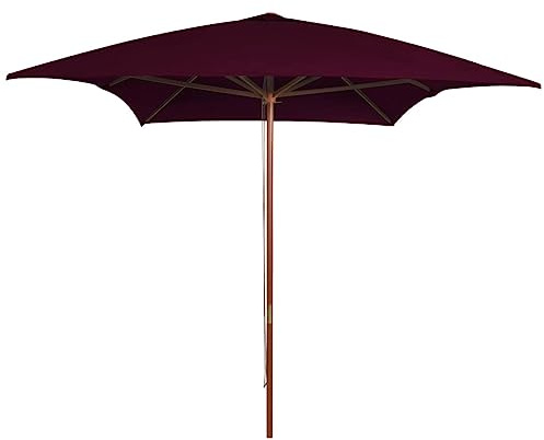 Accessoire de balcon - Meuble de jardin - Parasol avec mât en bois - 200 x 300 cm - Bordeaux - Parasol pour balcon, jardin et terrasse