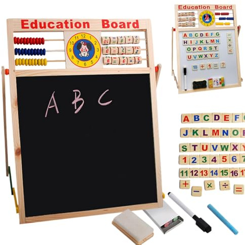 Pizarra de escritura para niños – Combinación pizarra blanca pizarra de tiza multifuncional de doble cara | estación de aprendizaje de pintura para niños, juego creativo, preescolar, hogar, aula,