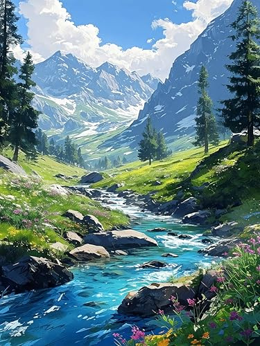 Puzzle 1000 Teile Erwachsene, Jigsaw Puzzle Erwachsene 1000 Teile, Berge Wald Bach Puzzle 1000 Teile Natur Landschaft, Impossible Klassische Puzzles als Geschenke und Wanddekoration 70x50 cm