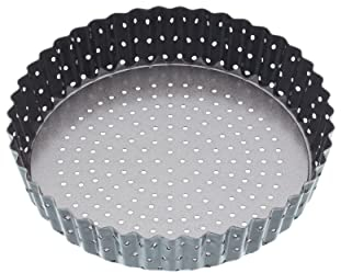MasterClass Crusty Bake Teglia Perforata, Scanalata e Antiaderente con Base Rimovibile, 18 cm - Grigio