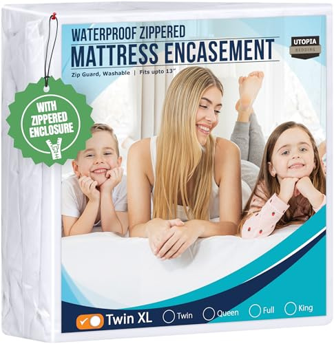 Utopia Bedding Mattress Protector Zippered Twin XL Size, 100% Waterproof Bed Bug and Dust Mite Proof Mattress Encasement, Absorbent 6 Sided Mattress Cover