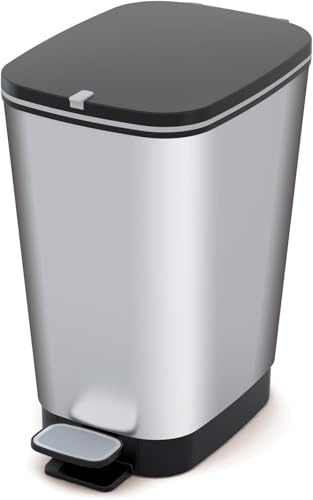 Chic L Poubelle à pédale en plastique 45 l Anti-odeurs Metal Silver