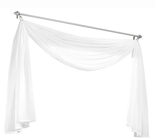 Olivia's Stylism Boutique Querbehang Deko Gardinen aus transparentem Voile Schals H*B 500 * 145cm Weiß