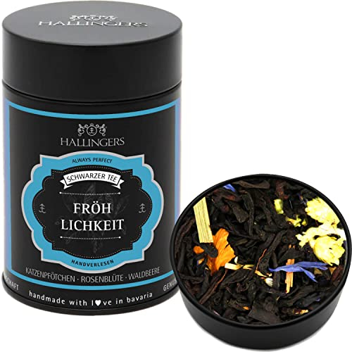 Hallingers Genuss Manufaktur Loser Schwarz-Tee mit Katzenpfötchen, Rosenblüte & Waldbeere