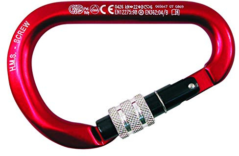 Kong. HMS Classic Screw Sleeve. Moschettone in Alluminio con Ghiera a Vite. Sistema Keylock. Certificato EN 12275 ed EN 362. Arrampicata e Lavoro in Quota. Made in Italy. Peso 88g.