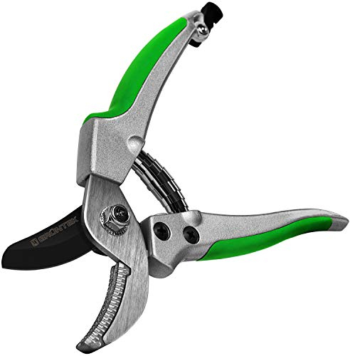 GRÜNTEK Forbici da Giardino Professionali. Cesoie da Potatura Giardino Piccole. Taglio a incudine. Forbici in alluminio 195 mm. Manici Ergonomici.