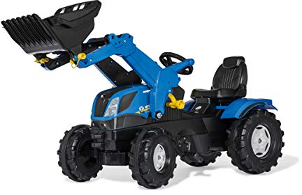Rolly Toys rollyFarmtrac New Holland (für Kinder von 3-8 Jahre, verstellbarer Sitz, Flüsterlaufreifen, Front- und Heckkupplung) 611256, Groß, Blau