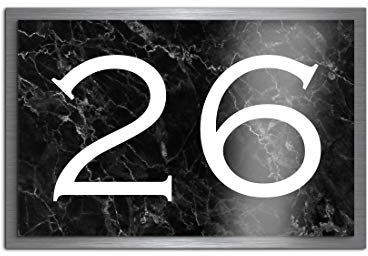Premium Designer Hausnummer mit UV Druck und Montage Set - 30x20 cm - Familien-Haus Bedruckte Hausnummern mit Straßen Straßennamen für die Haustür Ferienhaus…