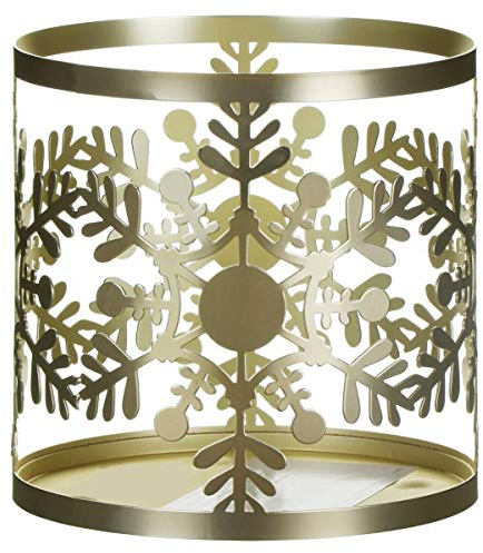 Yankee Candle YANK6 - Portacandele Snowflake Frost in metallo, oro, 11 cm