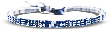 Made by Nami Boho Surfer Bracelets for Men and Women Crafted from Colorful Braided Strings Adjustable and Waterproof Handmade Bracelets for Summer Beach and Ethnic Hippie Style (Blue-White)
