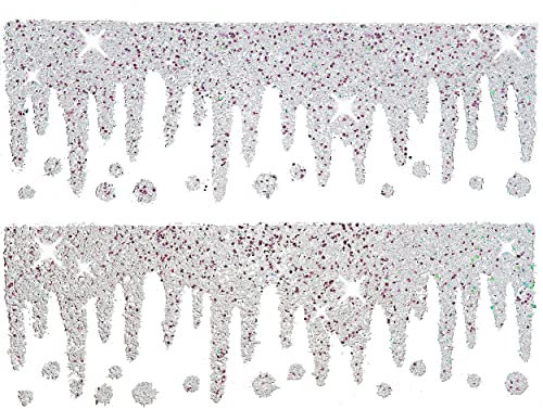 alles-meine.de GmbH 240 cm große Fensterbilder - Motivwahl__ 3D Glitzer & Glimmer Eiszapfen - Schneeflocken & Schneesterne - Bordüre/Girlande - statisch haftend - selbstkl..
