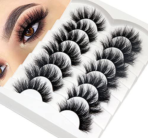 Losha Lashes Fluffy False Eyelashes Dramatic Long Faux Mink Lashes Full Fake Eyelashes 7 Pairs Volume Lashes Pack