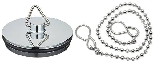 Tappo cromato per lavandino con catena, per lavabo, 38 mm