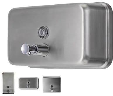 EnBath, dispenser di sapone commerciale da parete, orizzontale, in acciaio inox, per bagno, design di qualità superiore, con pompa anti-perdite e rivestimento anticorrosione, 1.100 ml