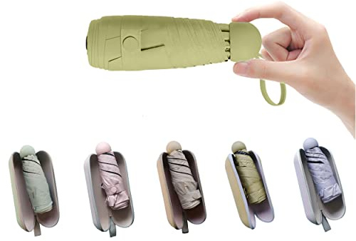 BAODINI Mini ombrello da viaggio per borsa con custodia, piccolo ombrello compatto, protezione UV, leggero, piccolo ombrello tascabile per donne, ragazze e bambini