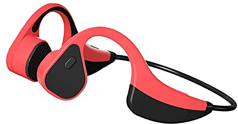 zalati Bone conduction Headphone Bluetooth 5.0 Open Ear wireless headset Game sports running Hang ears neck- Red