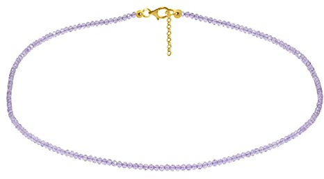 ELEDORO echter Amethyst Edelstein 3mm Glitzer Halskette Collier Karabiner Silber 925 vergoldet 48cm lang