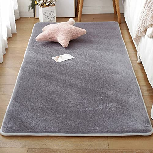 Großer Teppich, weich, flauschig, kurz, Plüsch, Schlafzimmerteppich, rutschfest, waschbar, modern, einfarbig, dicke Bodenmatte, Yoga-Tatami-Matte (80 x 180 cm, grau)