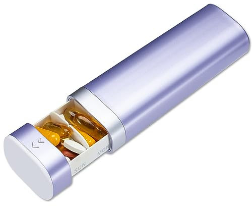 Tablettenbox 7 Tage, Betife BPA Frei Tägliche Pillendose, Wöchentliche Reise Medikamentenbox, Pillenbox für Vitamine, Medikamente, Pillen, Nahrungsergänzungsmittel (Lila)
