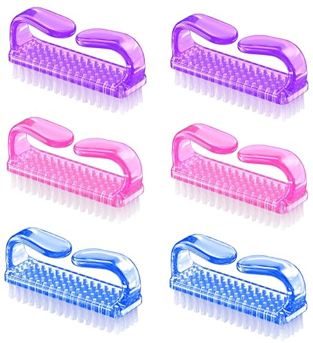 6 Pezzi Spazzola per Unghie, Pennello con Manico in Plastica Strumento di Pulizia per Nail Art, Spazzola per la Pulizia Delle Mani, Pulizia e Lavaggio Quotidiano