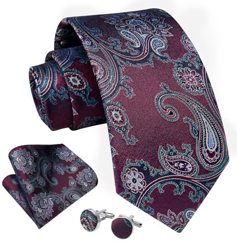 Enlision Herren Krawatte Paisley Krawatte für Männer Hochzeit Krawatten & Einstecktuch Manschettenknöpfe Set Formelle Business
