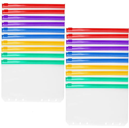 20 x A6 Binder Taschen - Klarsichthüllen für Ringbücher - Budget Planner Zubehör - Loseblatt-Taschen für Geldschein-Aufbewahrung, Notizbuch & Dokumente