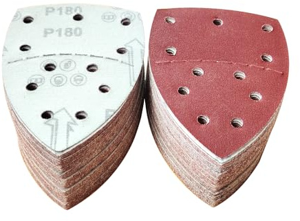 Wanmutrun Papel de Lija Mouse Set 100 piezas 11 Hoyos Grano180 Hojas de Lija Triangular para Lijadora de Detalle Mouse