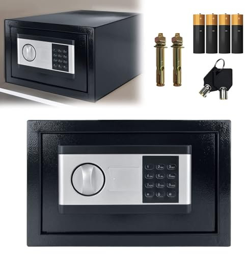 LZQ Elektronischer Safe Tresor Möbeltresor mit Zahlenschloss und 2 Notschlüssel, Stahlt Wandmontage möglich Schlüsseltresor, 22L 35×25×25 Schwarz