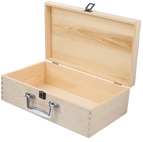 SEWACC Holzkiste Mit Verschluss Und Griff Unbehandelt Als Aufbewahrungsbox Für Schmuck Sammlungen Spielzeug Geschenkbox Geeignet Holzgeschenkbox Für Basteln Und Malen