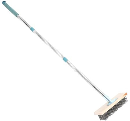 MAGICLULU Brosse à Récurer pour Terrasse Brosse de Piscine Brosse Métallique en Acier Inoxydable pour Balai de Nettoyage de Jardin Balai de Sol Polyvalent